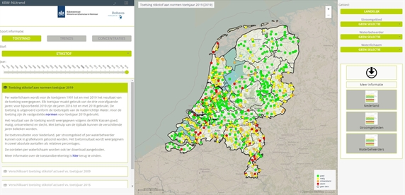 Startpagina KRW-NUTrend.nl, Toestand N-totaal per waterlichaam in Toetsjaar 2019.
